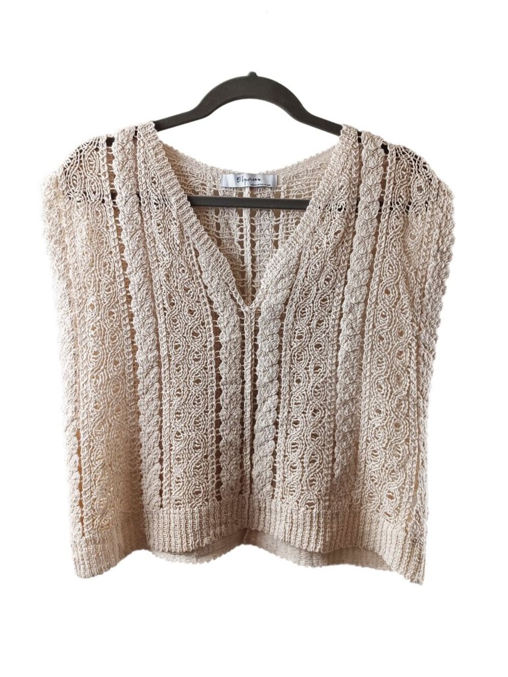 Elpane Semi-cropped V-neck Crochet Vest